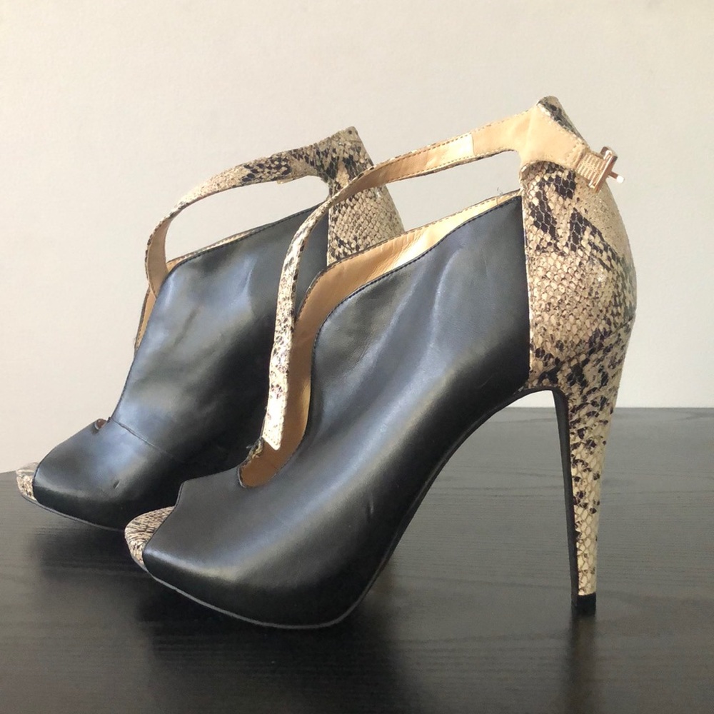 Black and Snake Print high heels